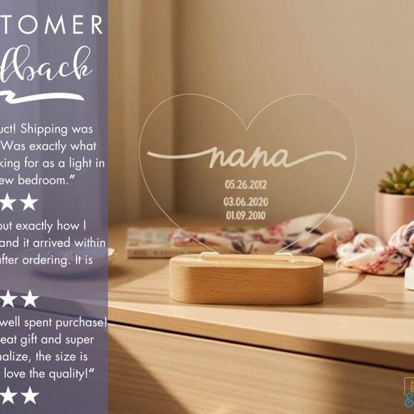 Mother’s Day Personalized Night Light | Custom Gift for Nana, Grandma & Mom - Picture 7 of 8